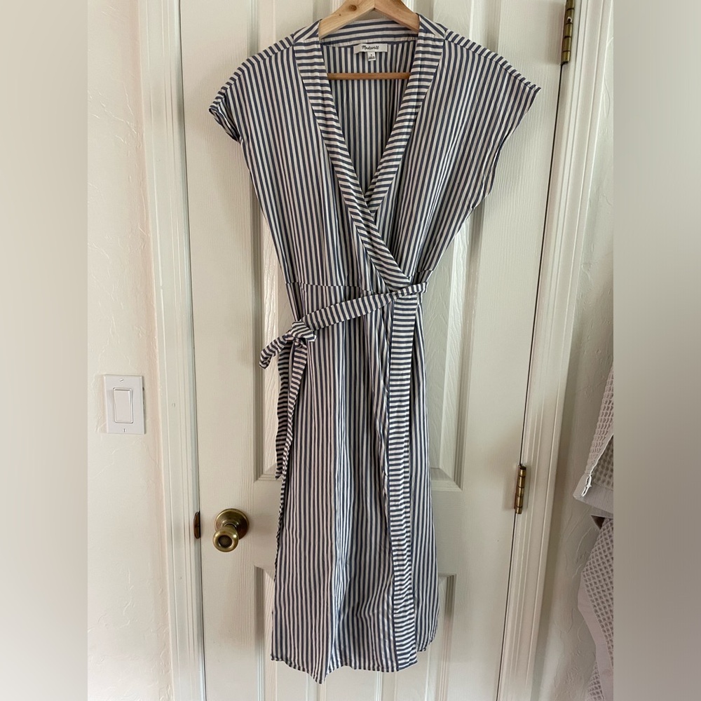 Madewell Nautical Blue Stripe Wrap Dress S